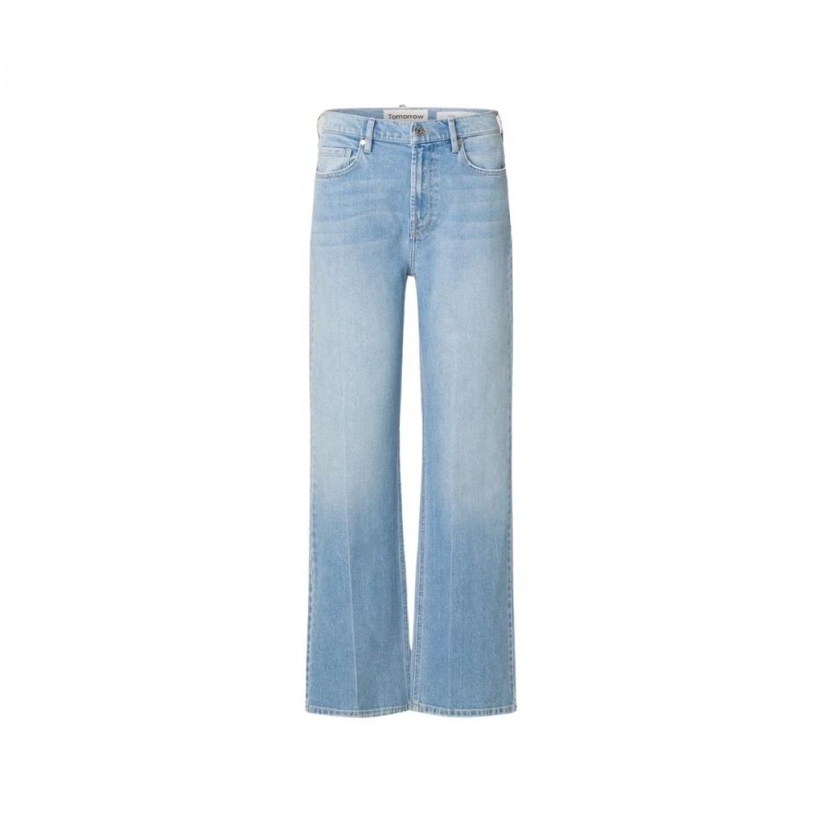 brown straight jeans - denim blue - front