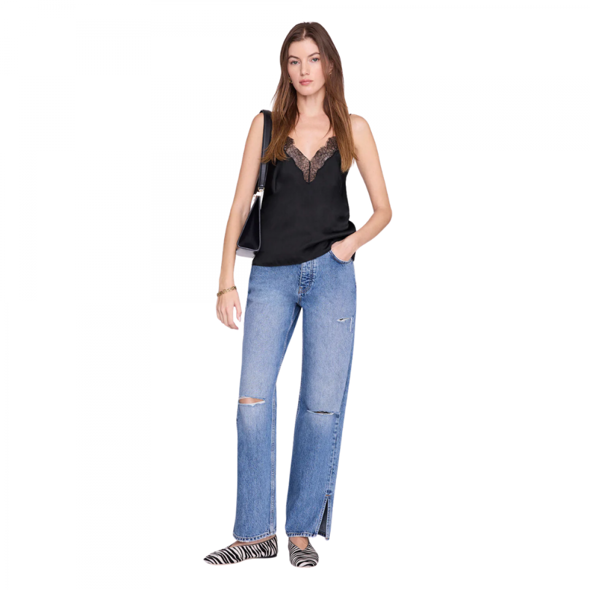 anine bing mael camisole - black - look