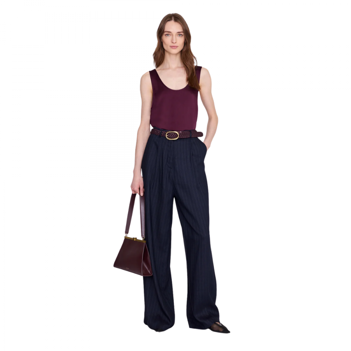 anine bing lea top - fig - model front