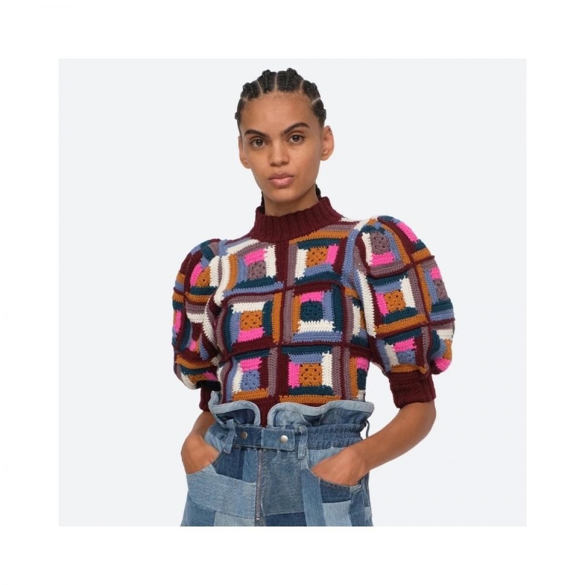 camryn s/s sweater - multi - front
