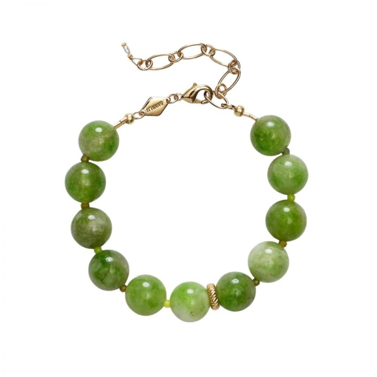 green bowl bracelet - gold - front