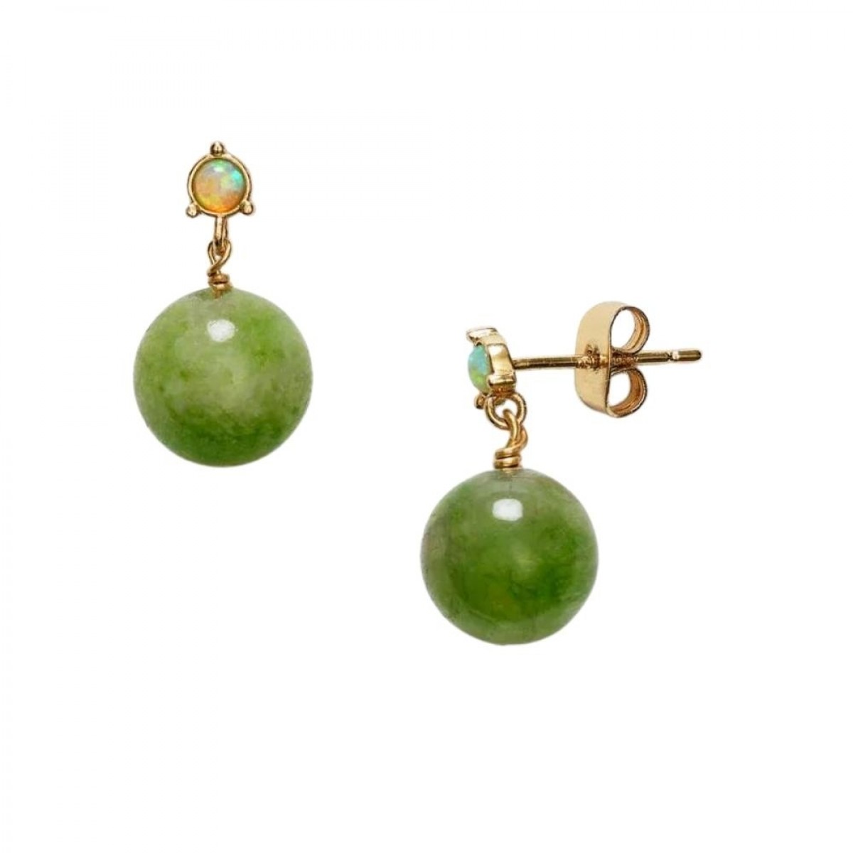 green bowl earring - gold