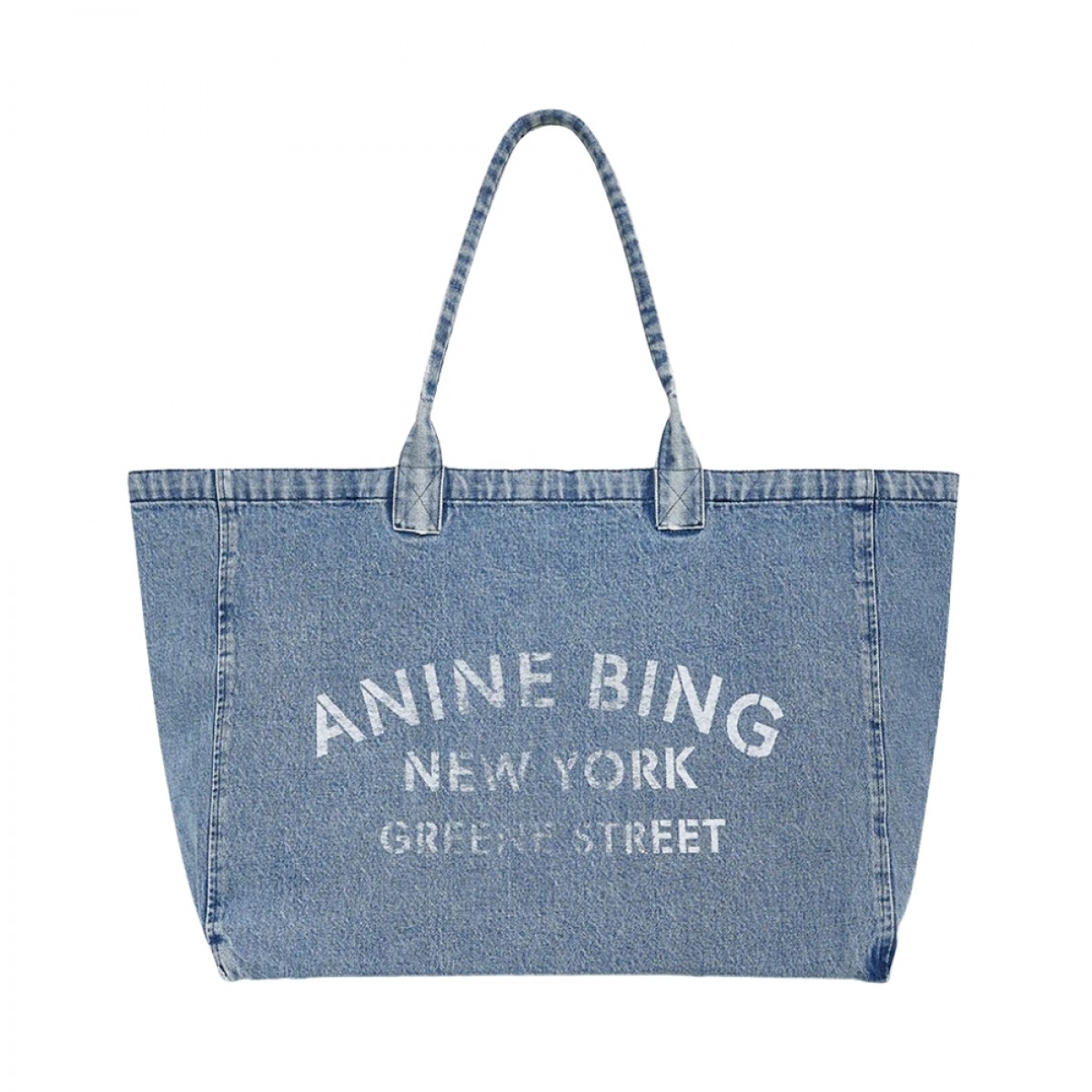 anine bing leo denim tote - lucid blue