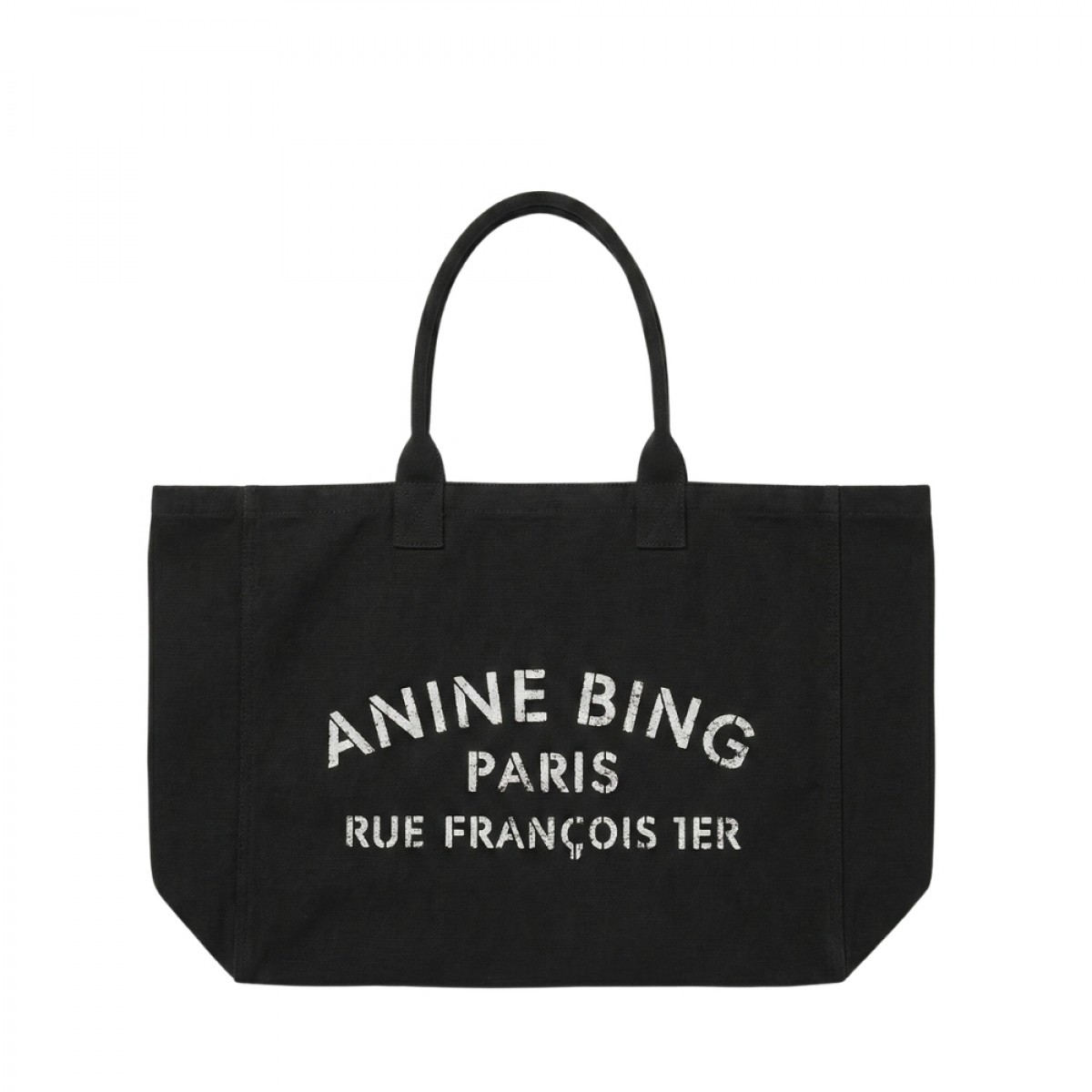 anine bing leo canvas tote - black