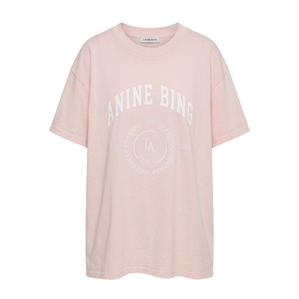anine bing jaylin tee collegiate - powder pink