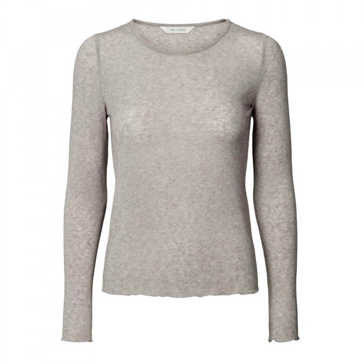 agnete l/s wool top - light grey melange - front