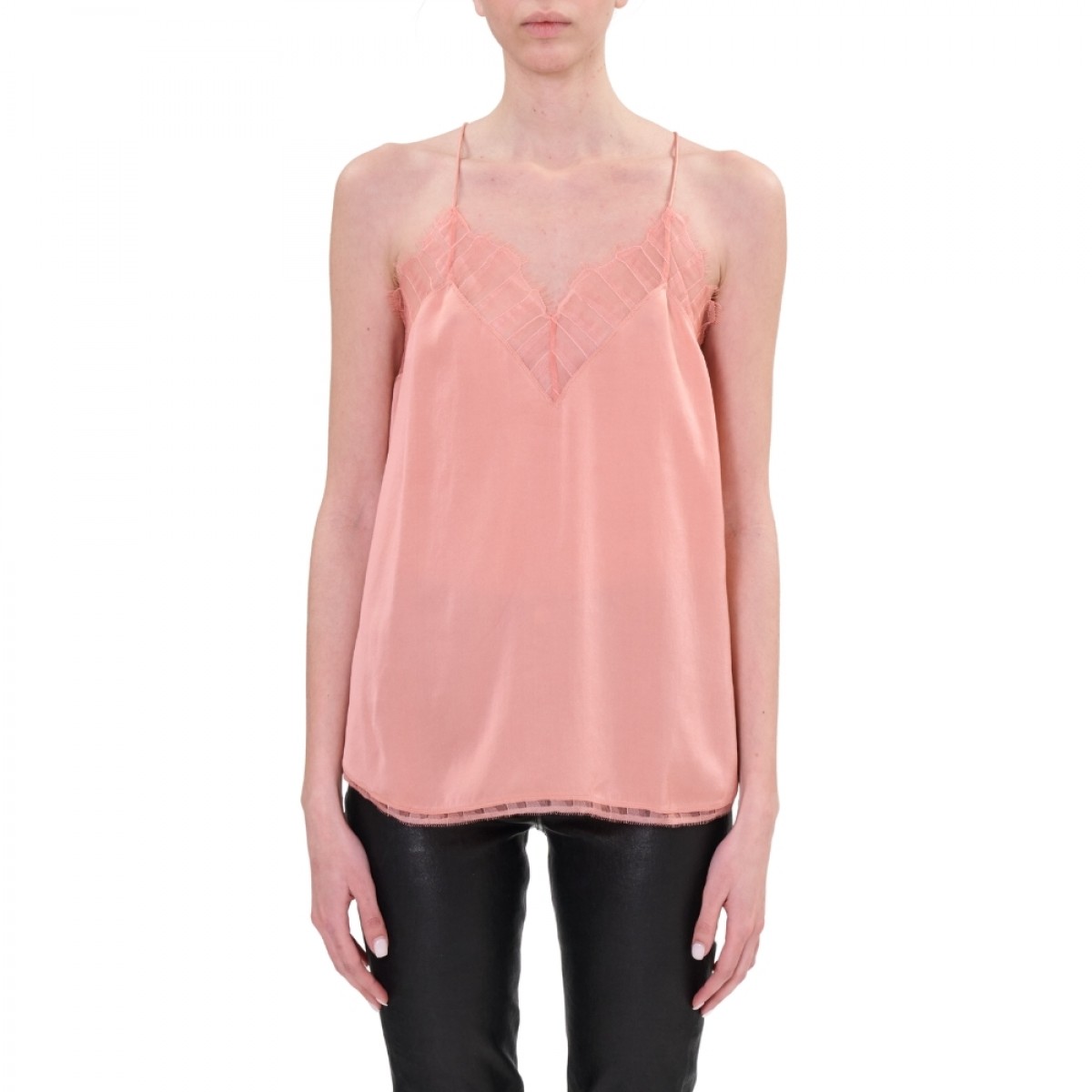 berwyn silk camisole - coral pink - front