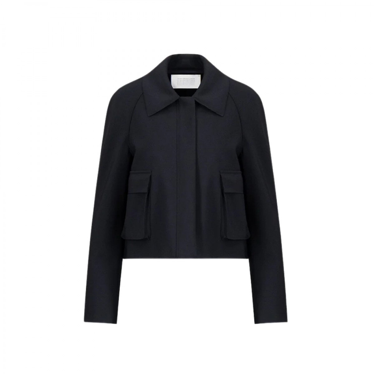 women cropped raglan jacket scuba - black