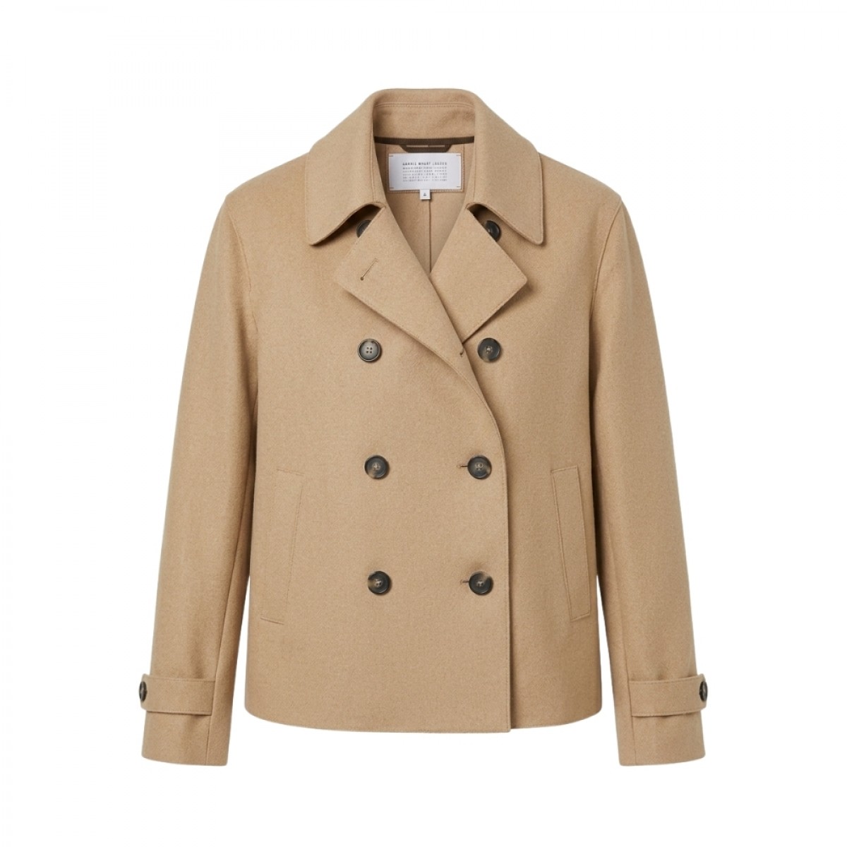 women cropped trench light pressed wool - beige 