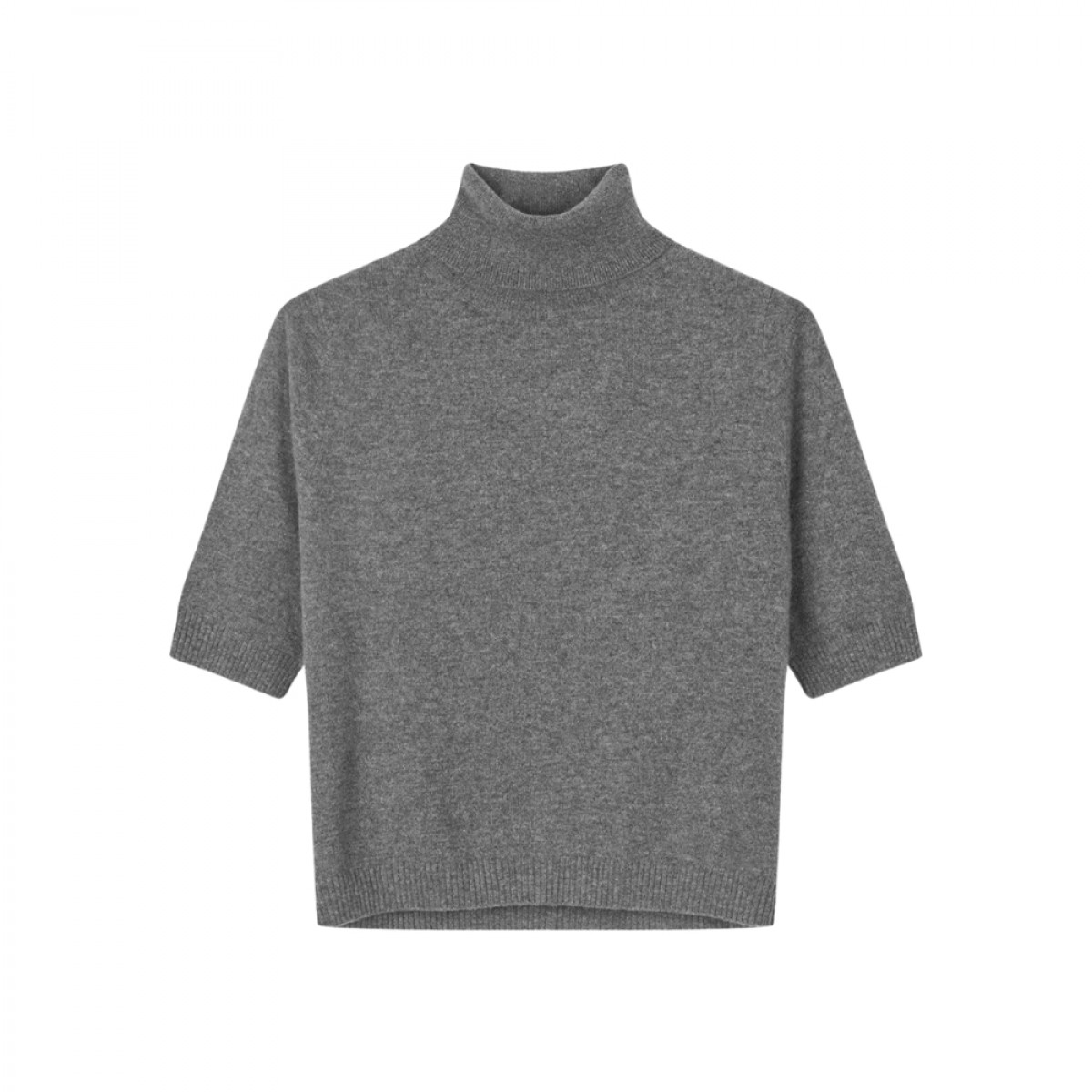 womens turtle blouse - heather grey
