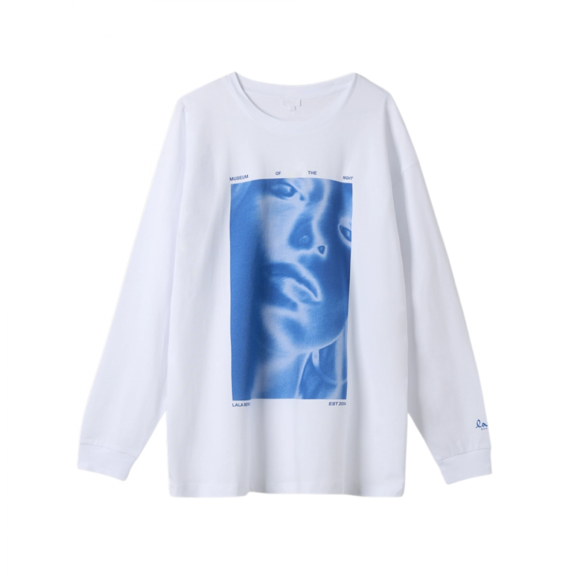 lala longsleeve 1 cotton blue photo print - white