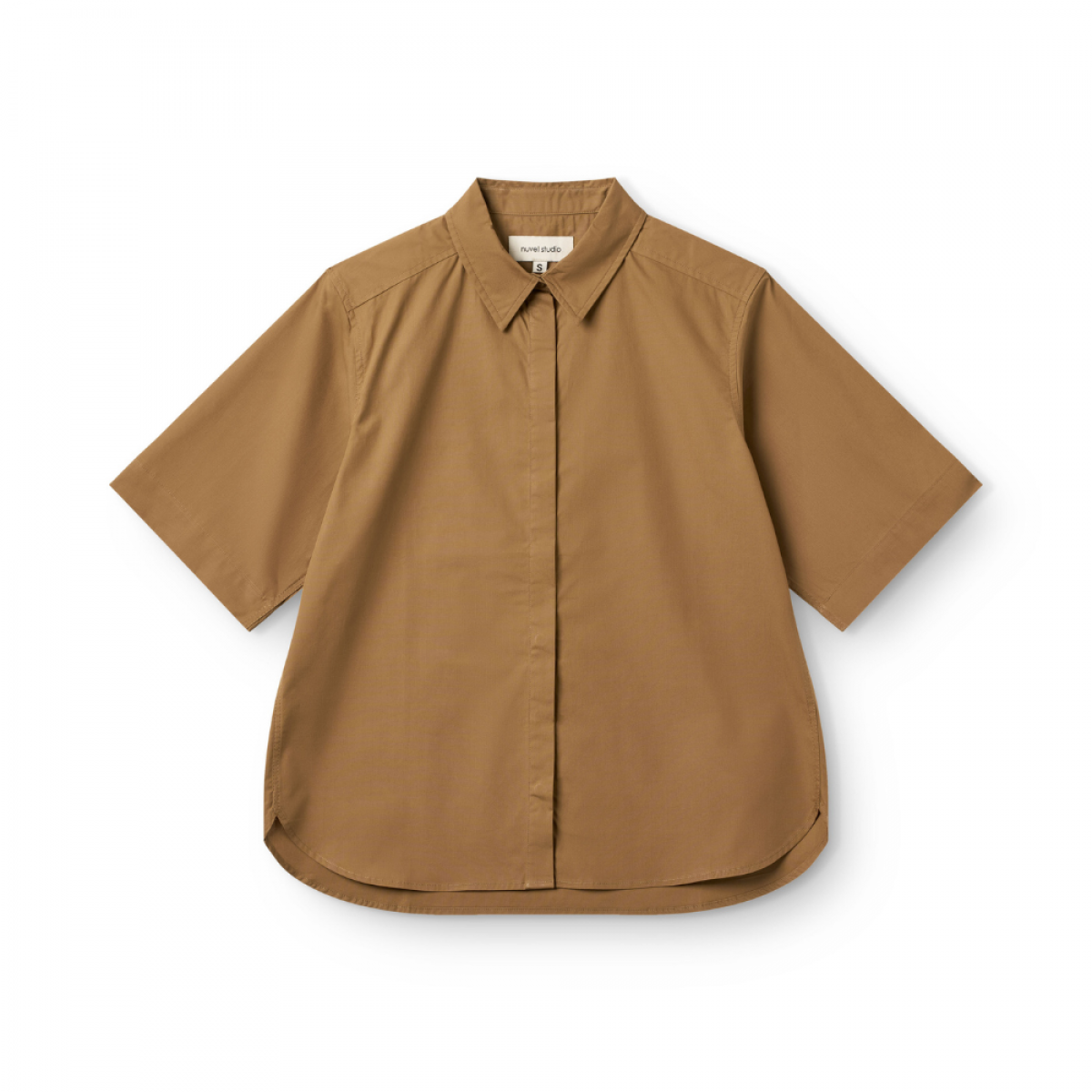ss shirt poplin - camel