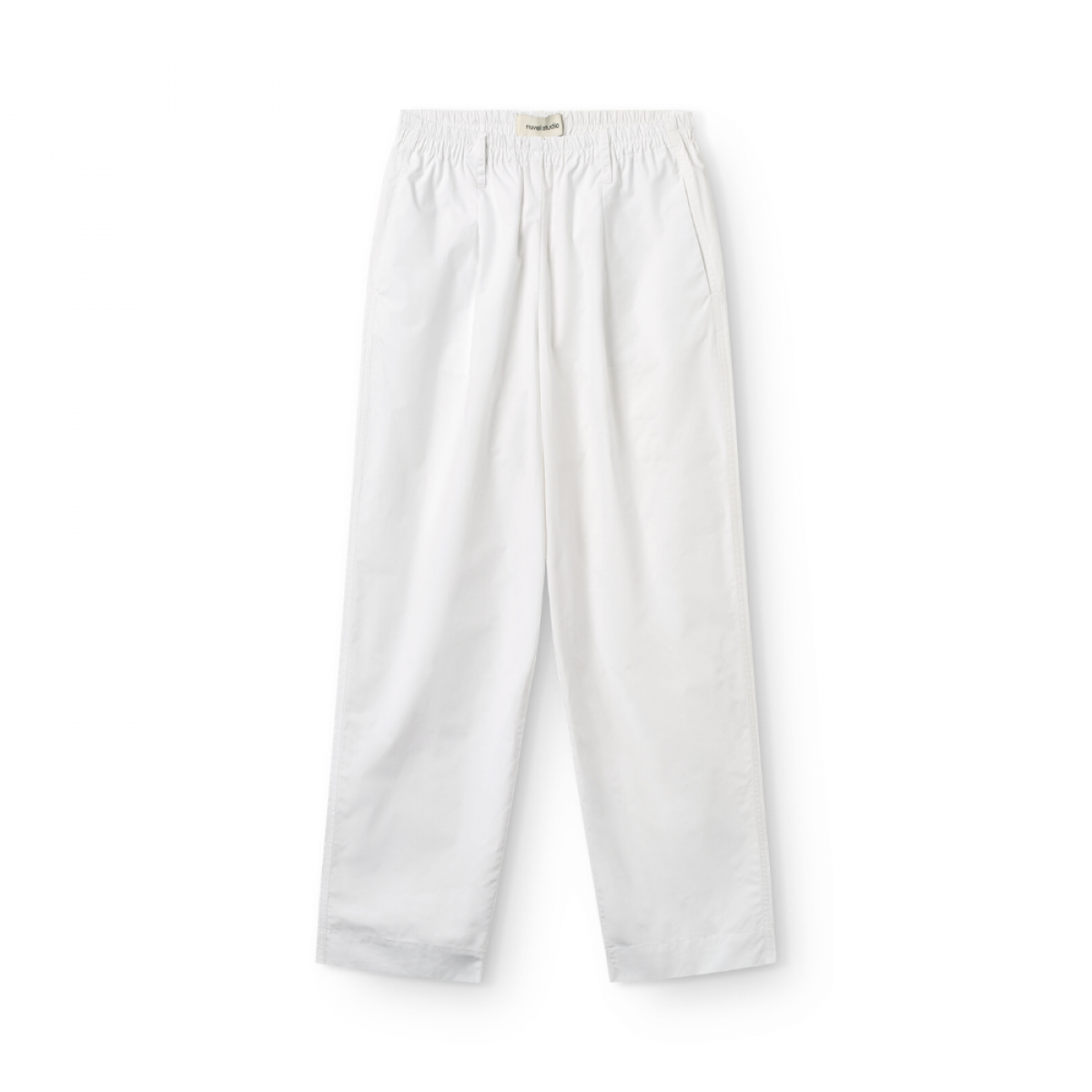 long pant with pleat poplin - white