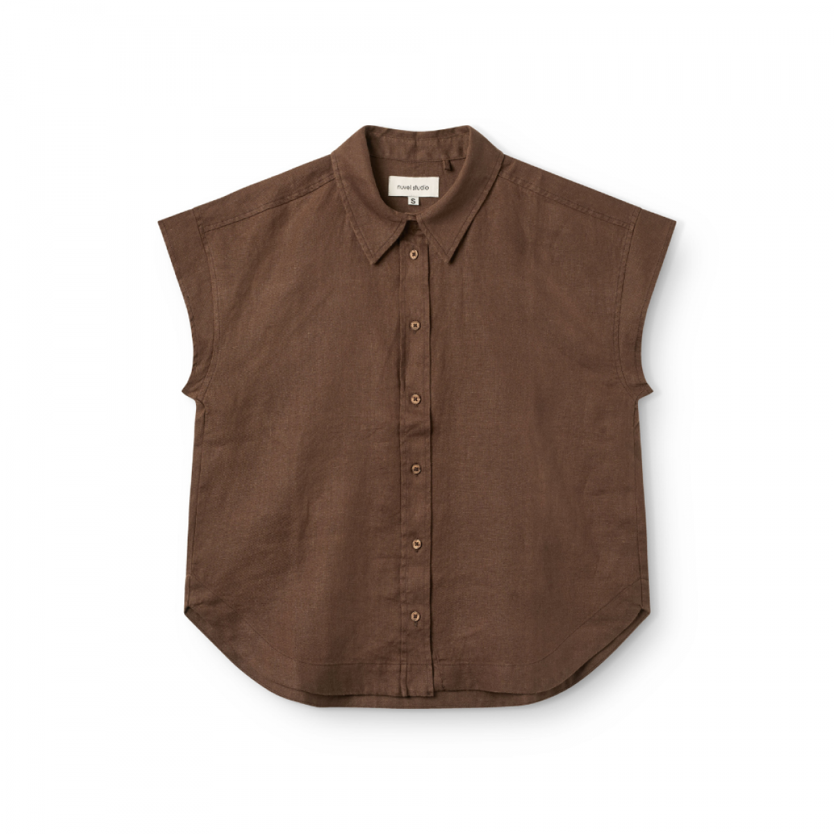 shirt sleeveless linen - brown