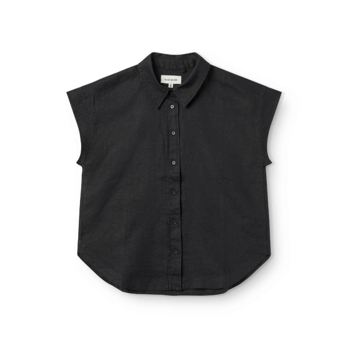shirt sleeveless linen - black
