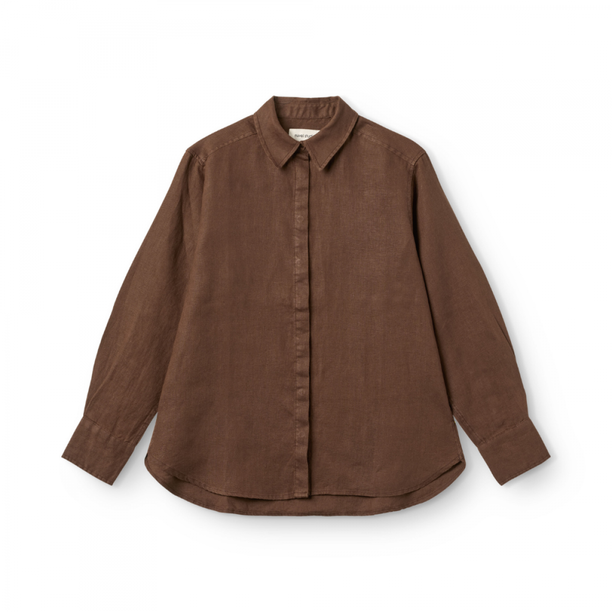 ls shirt hidden placket linen - brown
