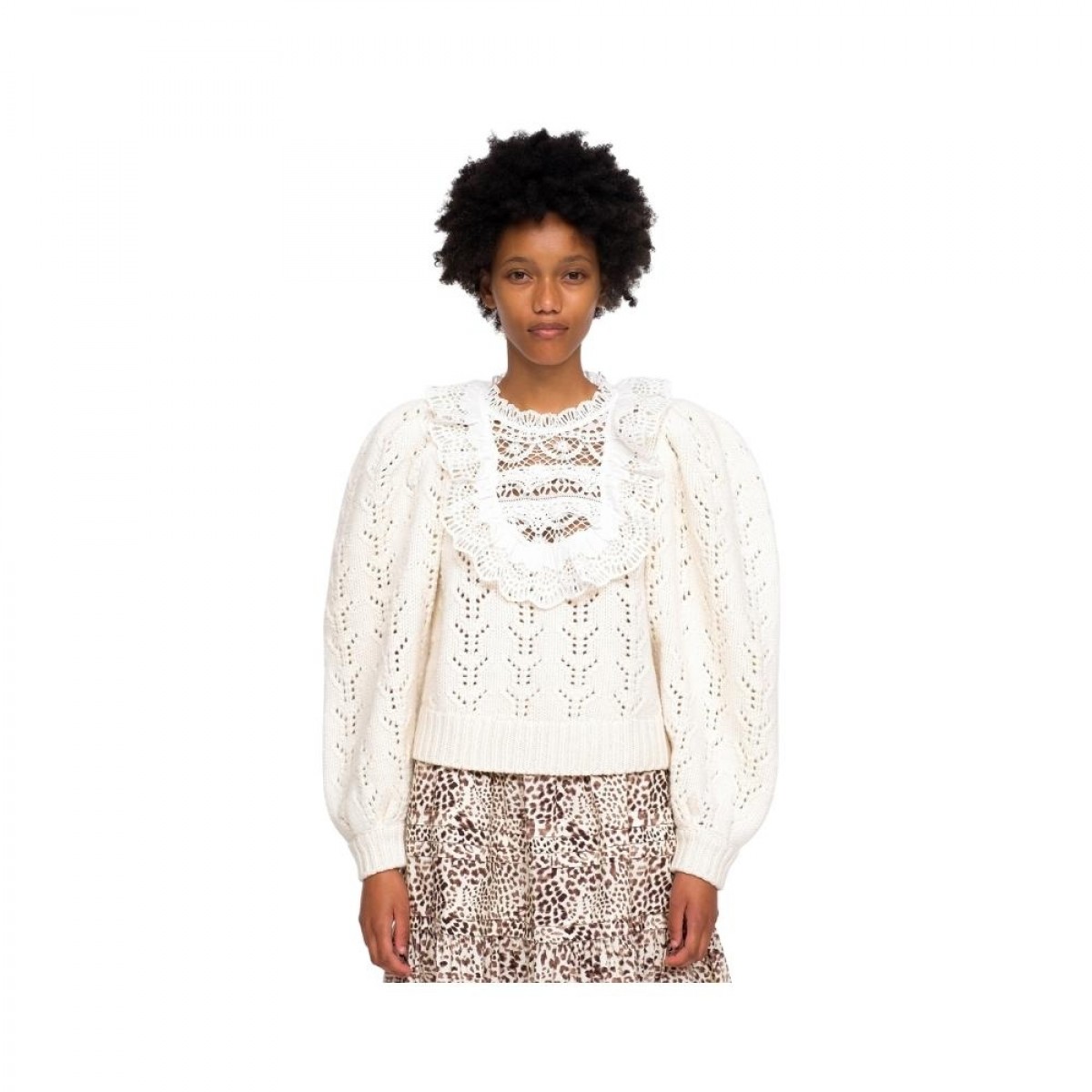patrizia lace combo sweater - white