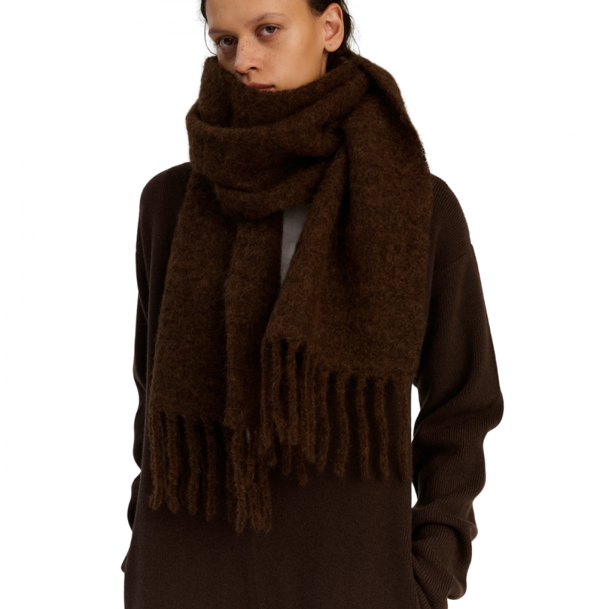 rhea scarf mohair alpaca wool - tabacco