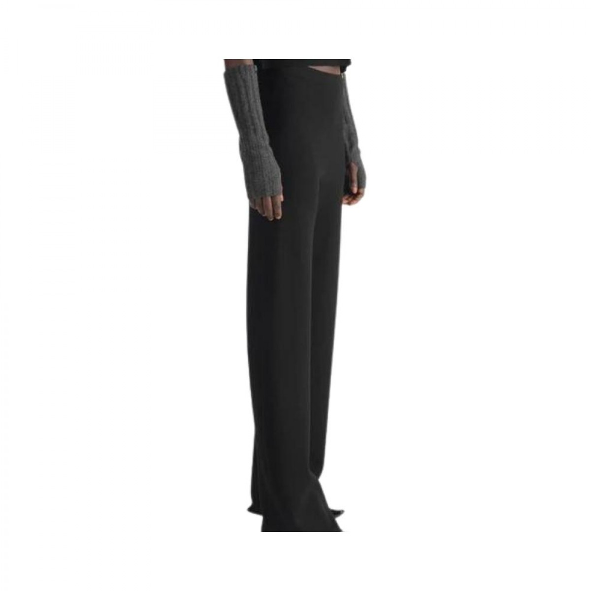 pipe trousers - black milano knit - model side