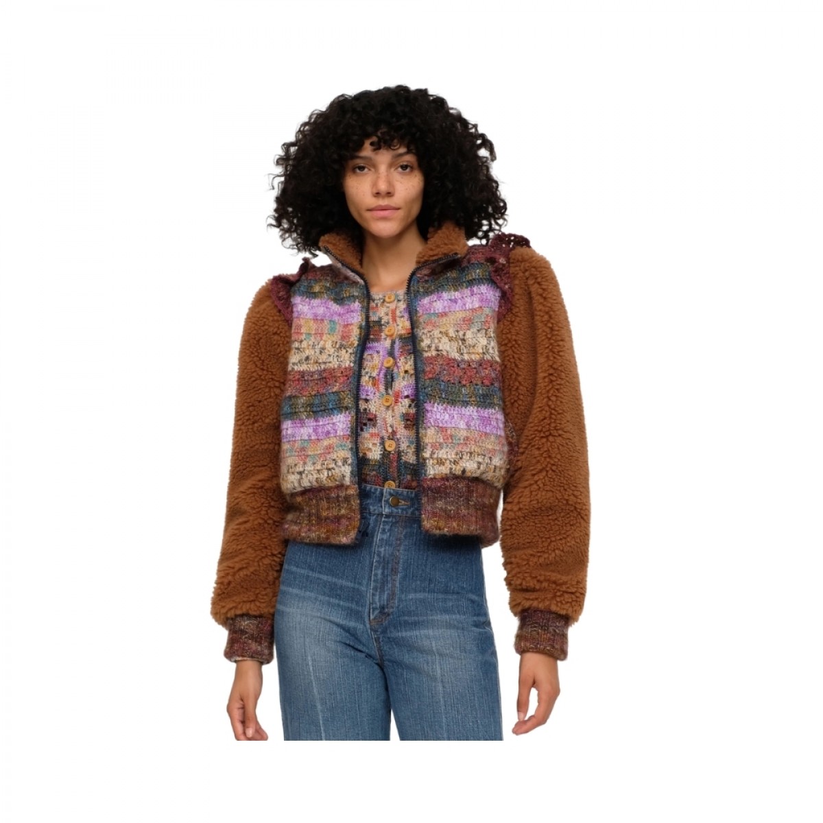 felicity crochet combo jacket - multi