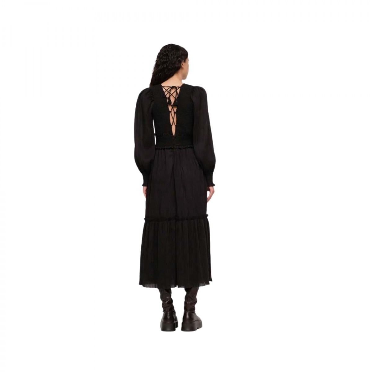 pasha pleated dress - black - ryg