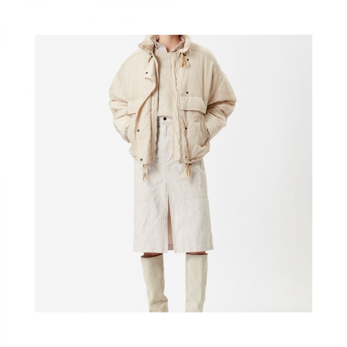 camillio coat - light beige - model front