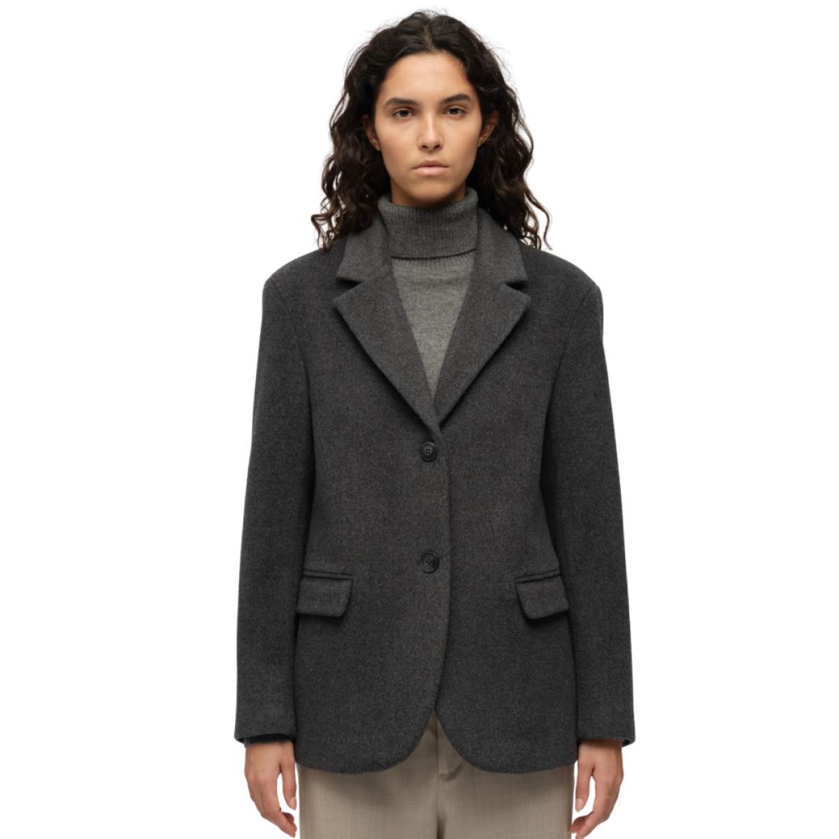 women's oversized blazer - heather grey 
