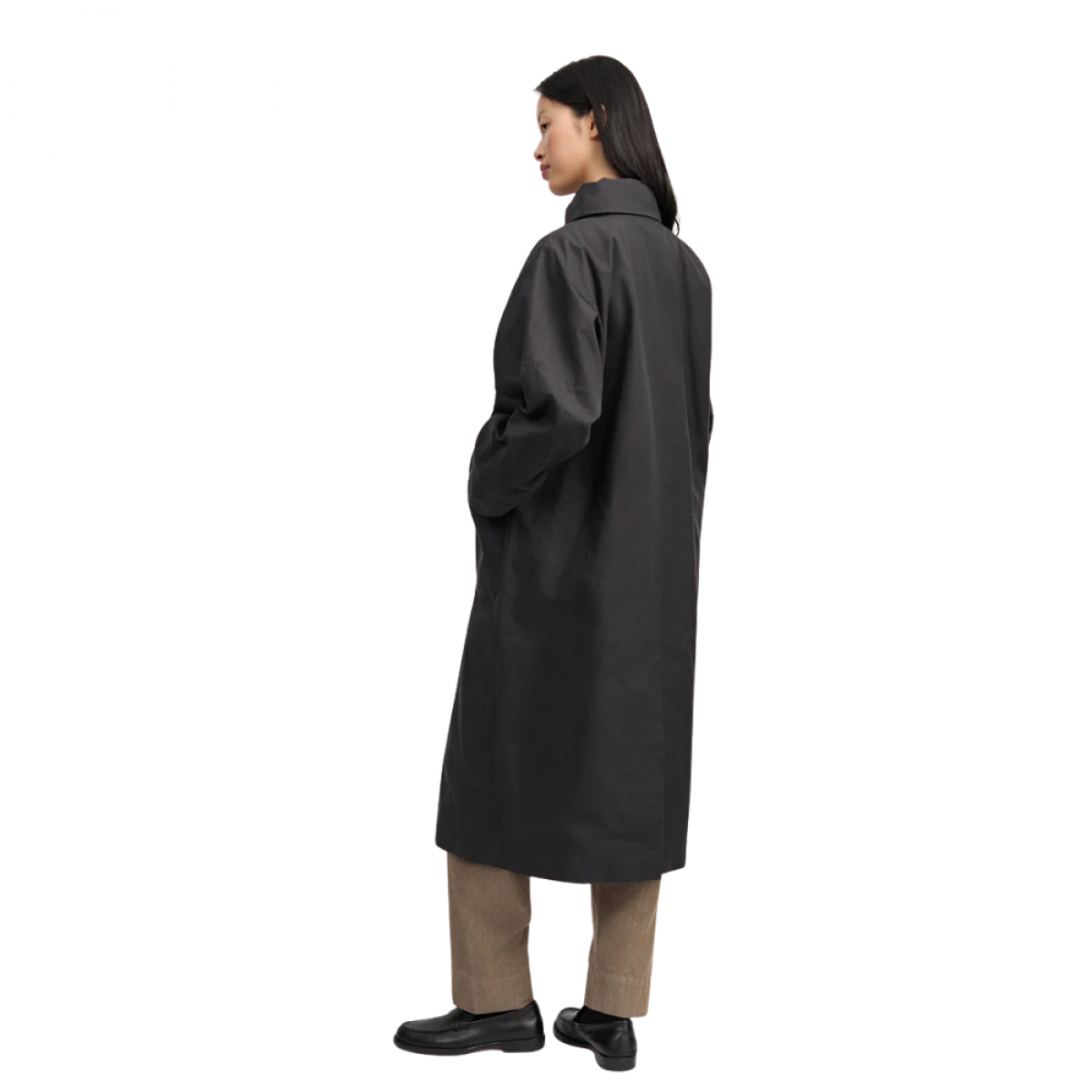 aiayu jay coat ripstop oilskin - antracite - ryg