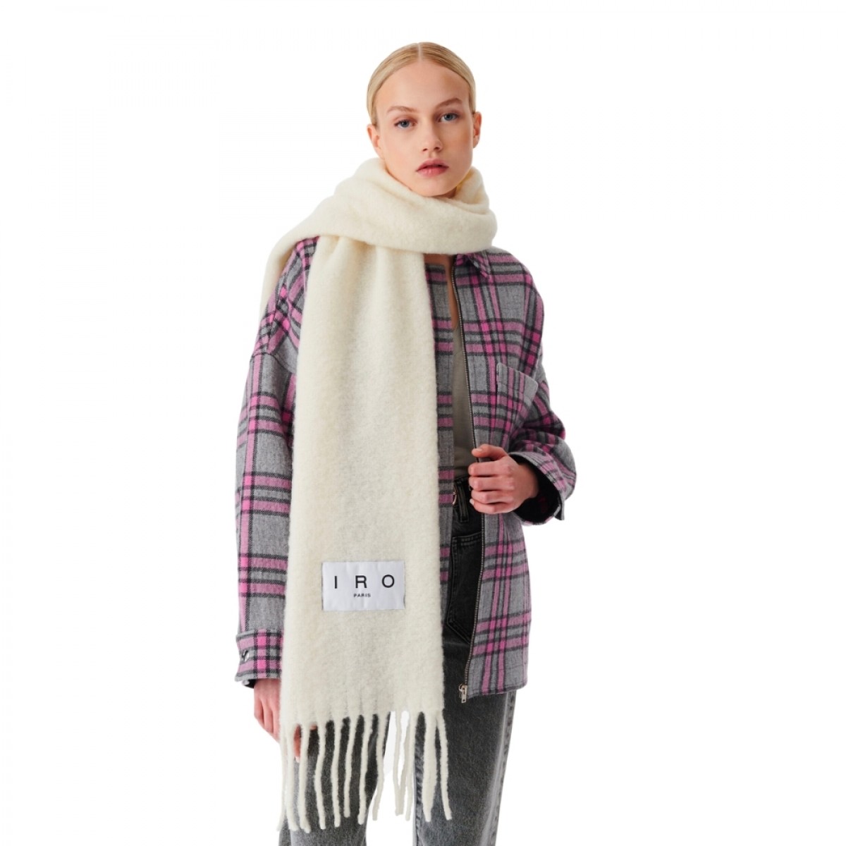 authie fringed scarf - white 