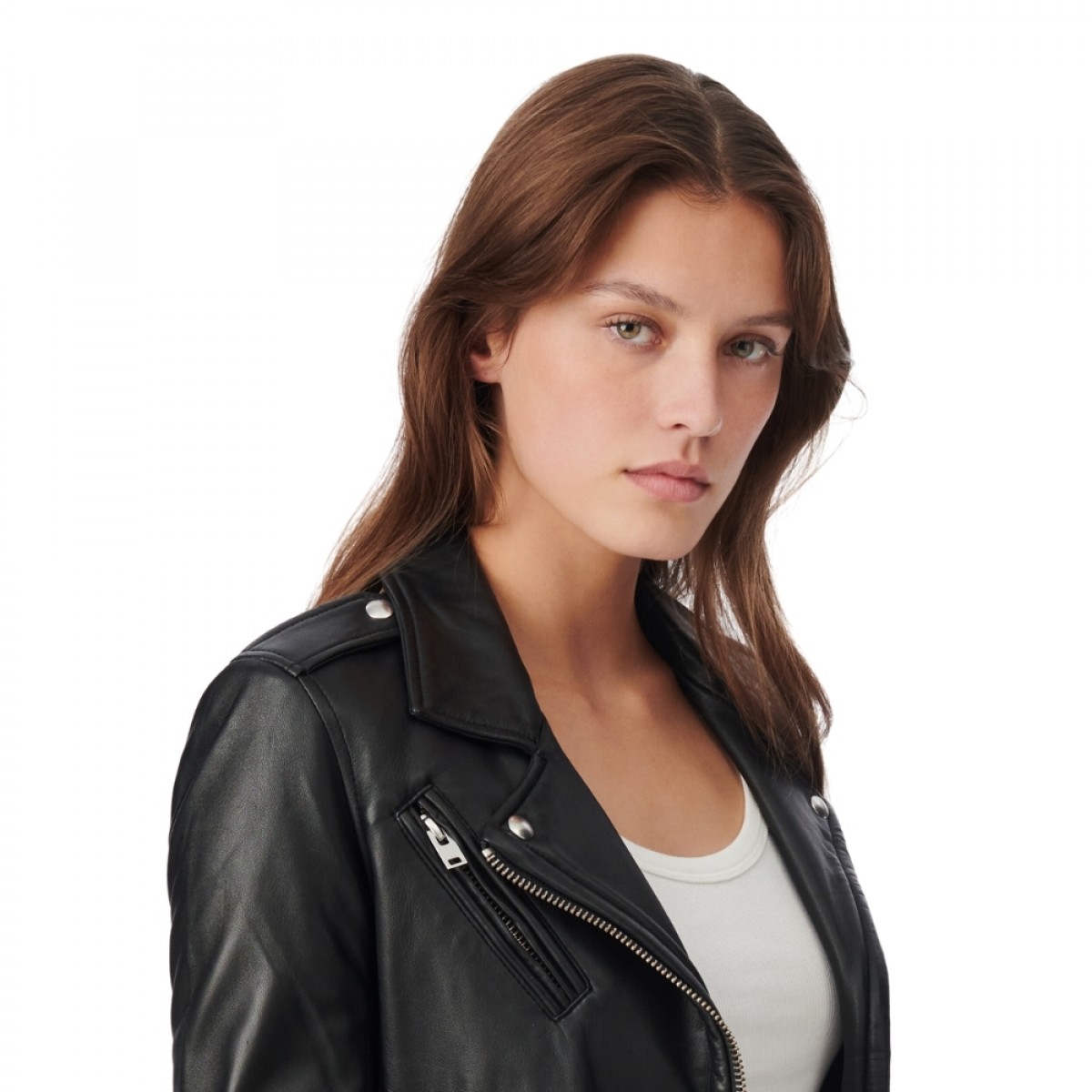 newhan leather jacket - black - fra siden 