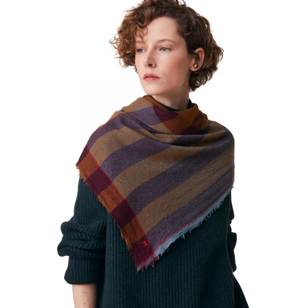 moismont scarf phenix no 854 taffeta - burgundy - model front