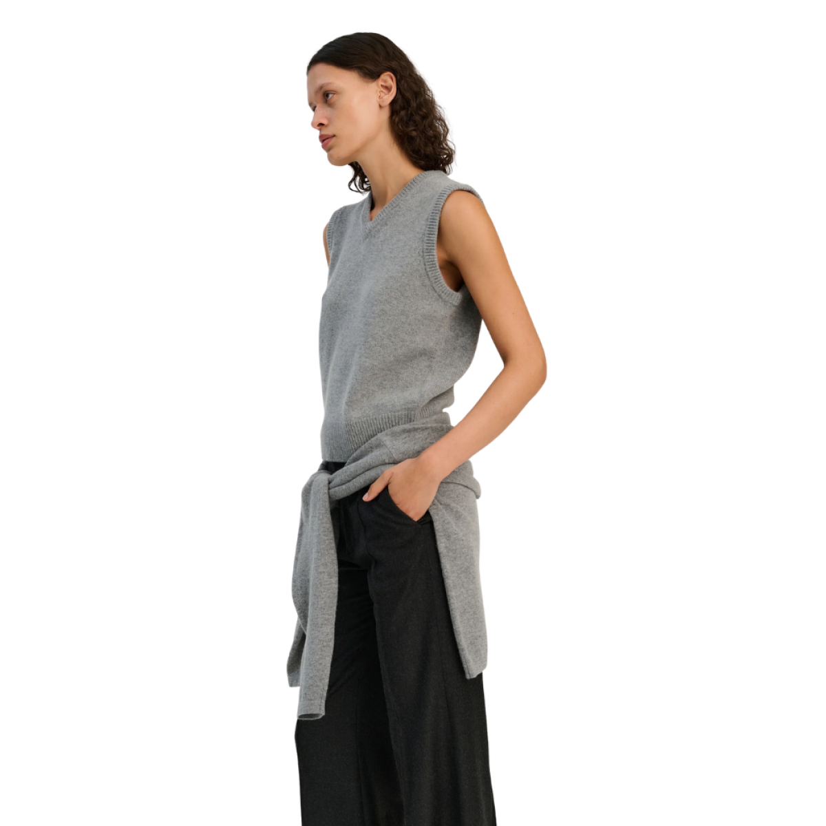 rhea vest - mid grey - fra siden 