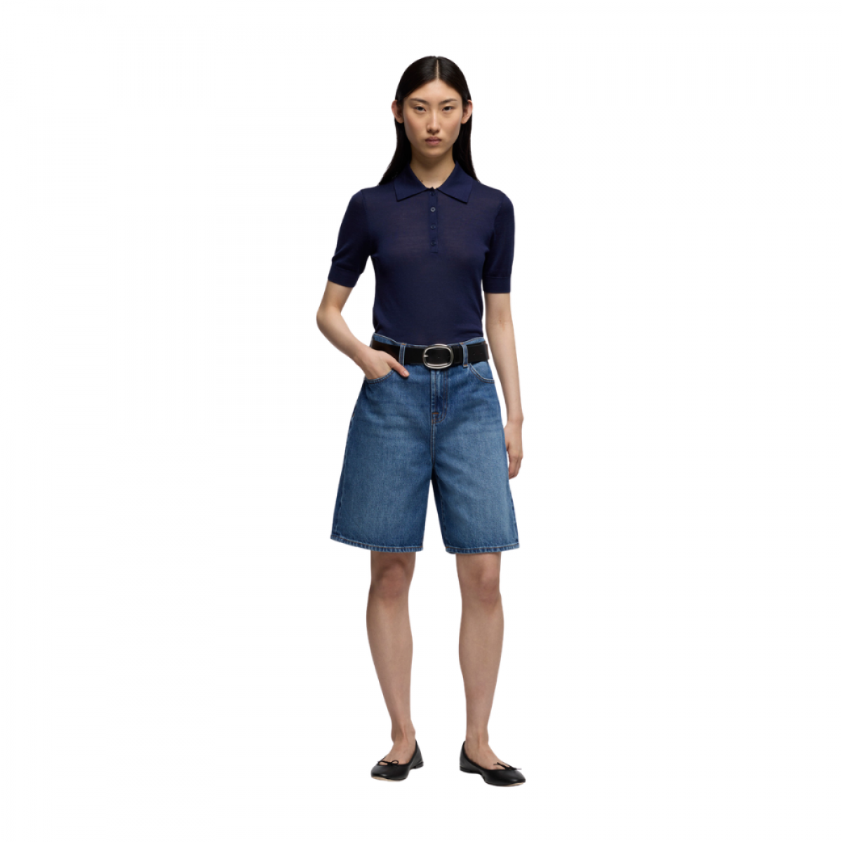 lola shorts darkwind - denim blue - look