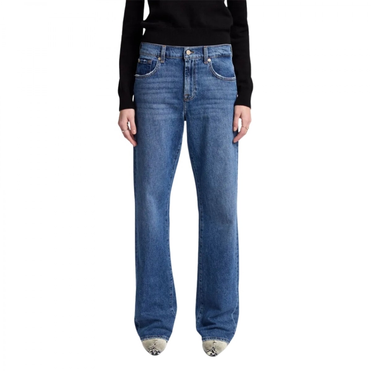 tess trouser santa cruz - mid blue - model front