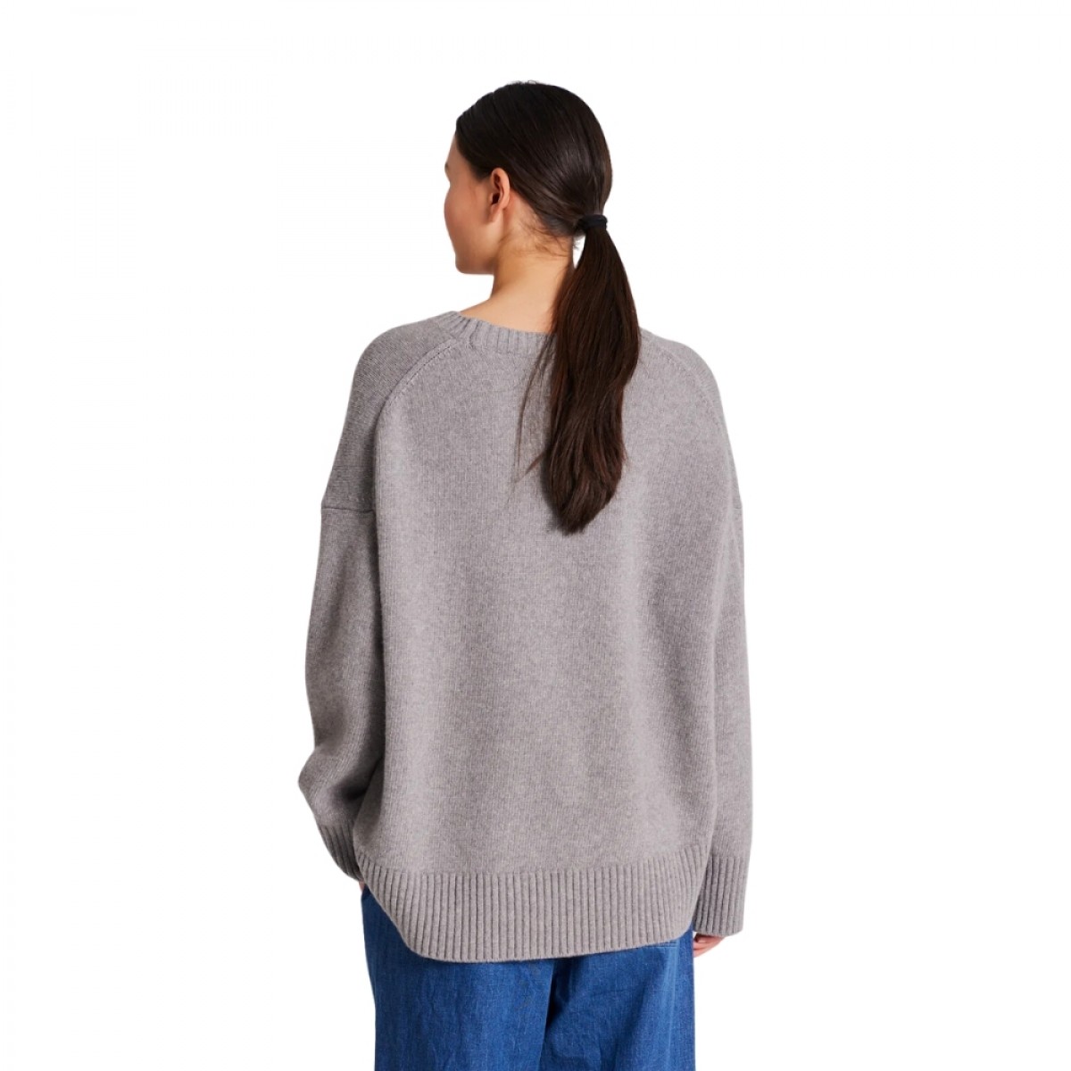 vigga lambswool jumper - grey melange - model ryg