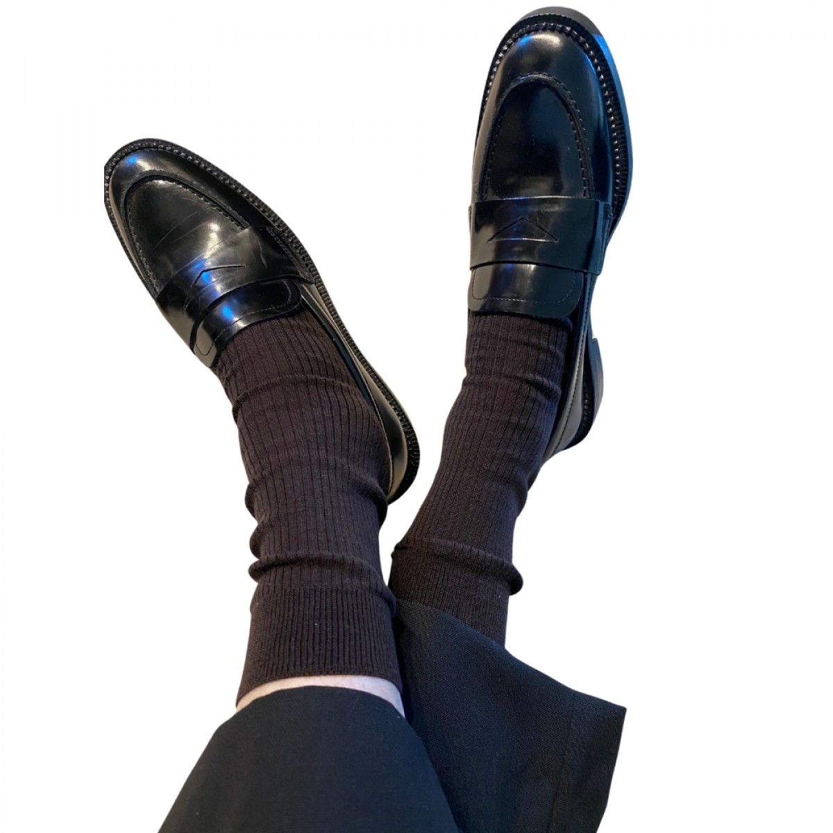 mrs. merino fine sock - brown - look