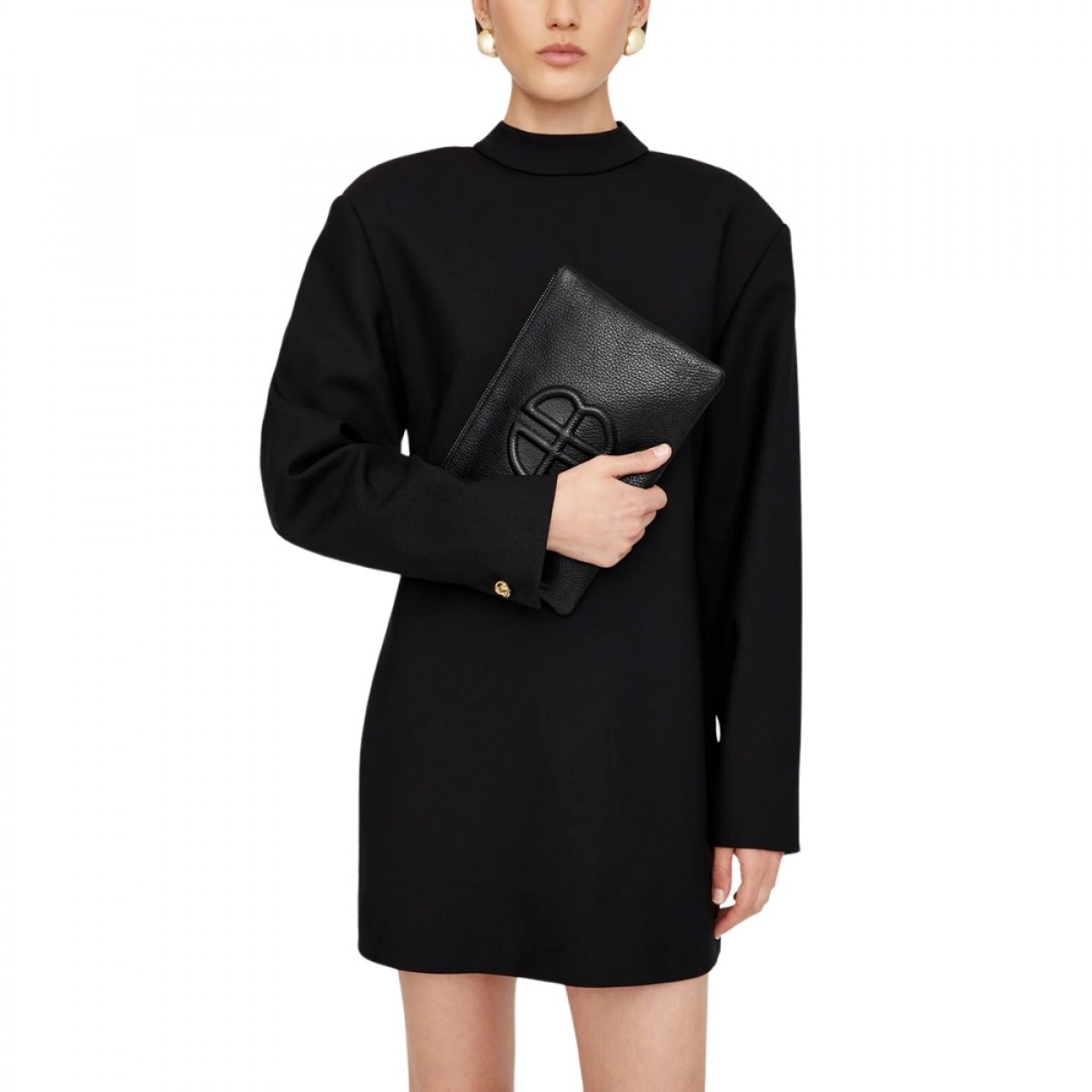 anine bing lili pouch - black pebbled