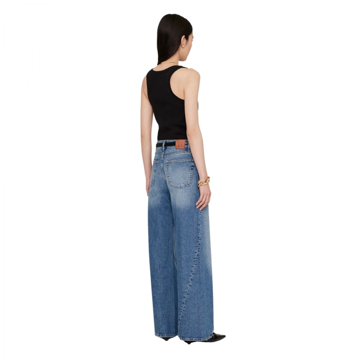 anine bing alessia tank - black - ryg