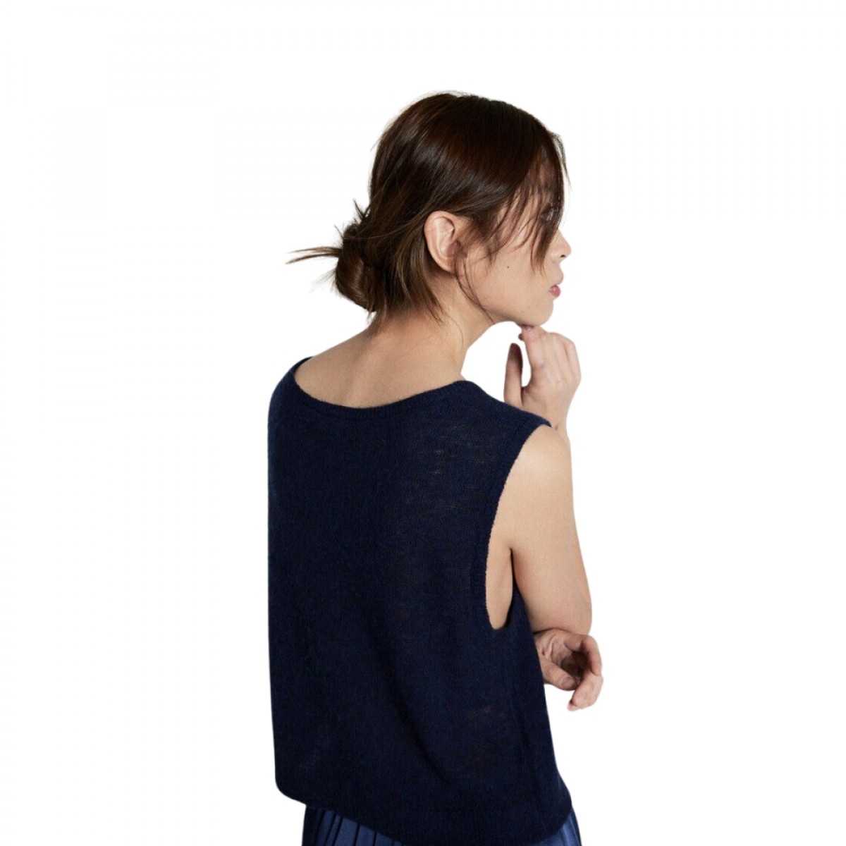 women's jumper vest - dumy - navy melange - ryg