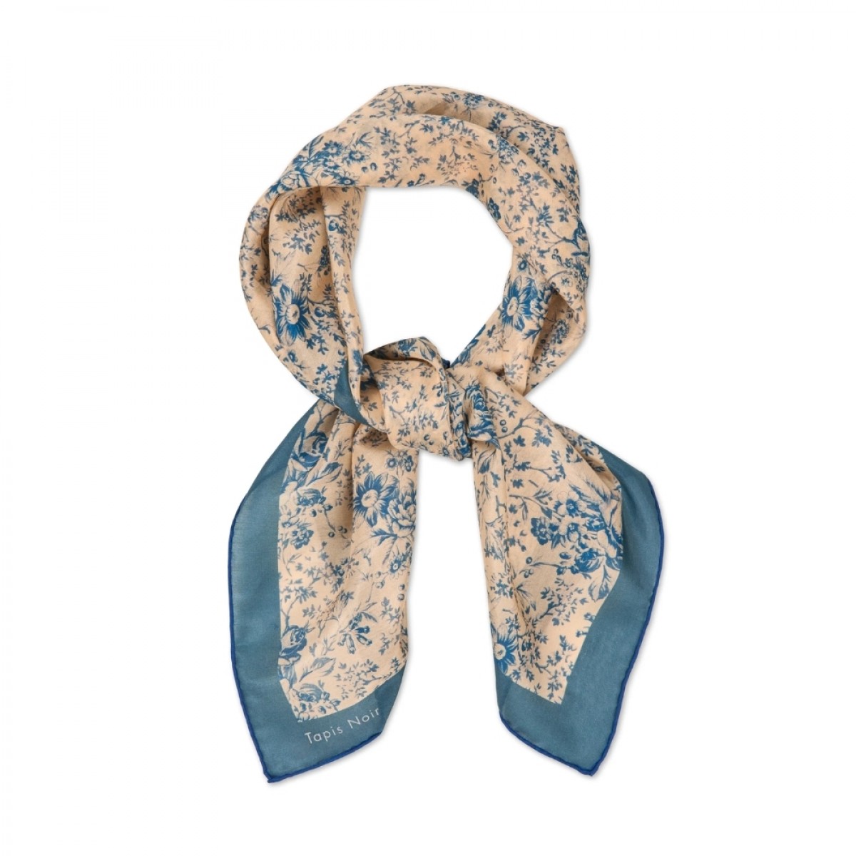 light blue flower toile scarf - blue