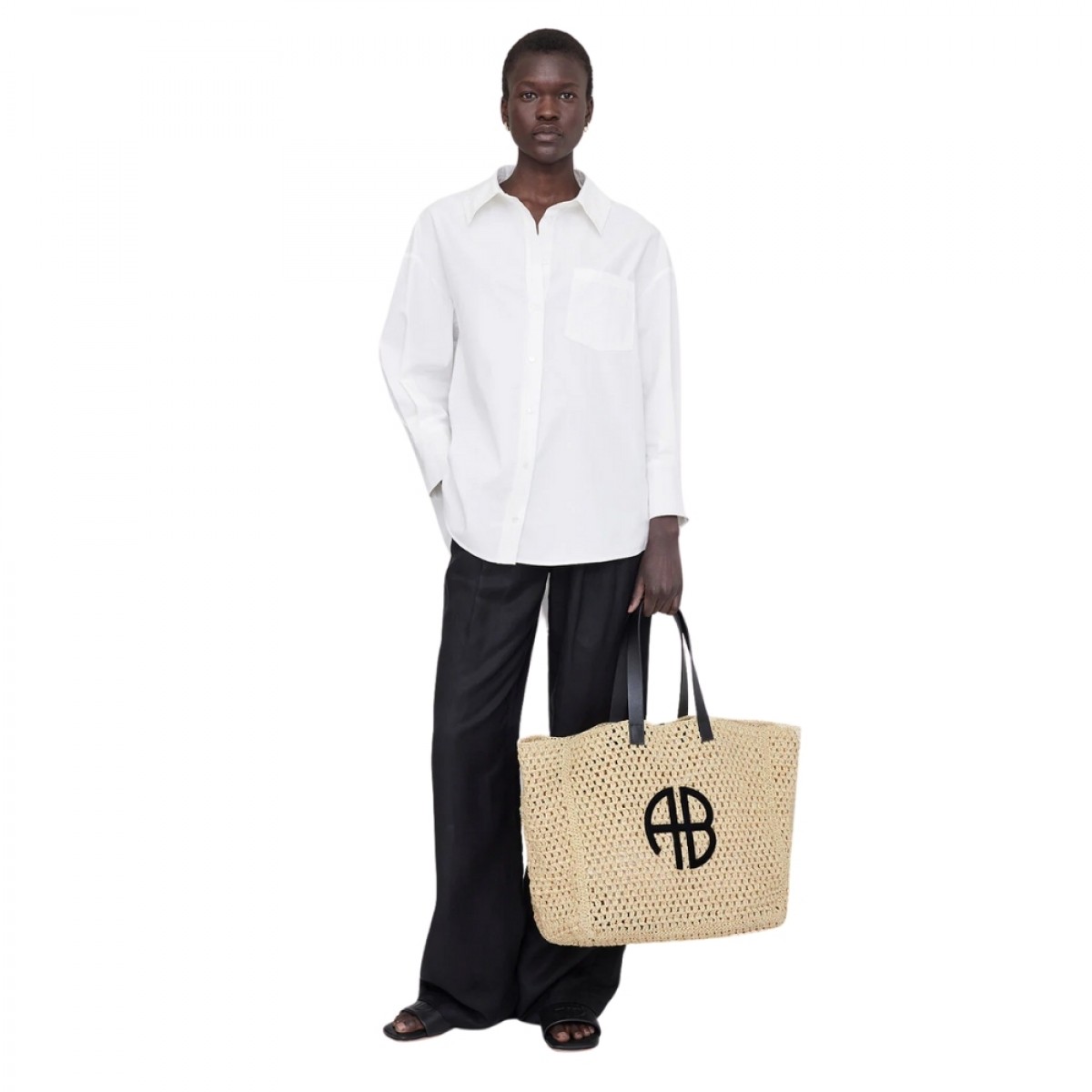 anine bing large rio tote - natural
