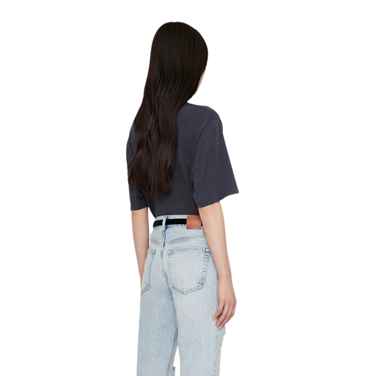 anine bing ave tee collegiate lepard - washed charcoal - ryg