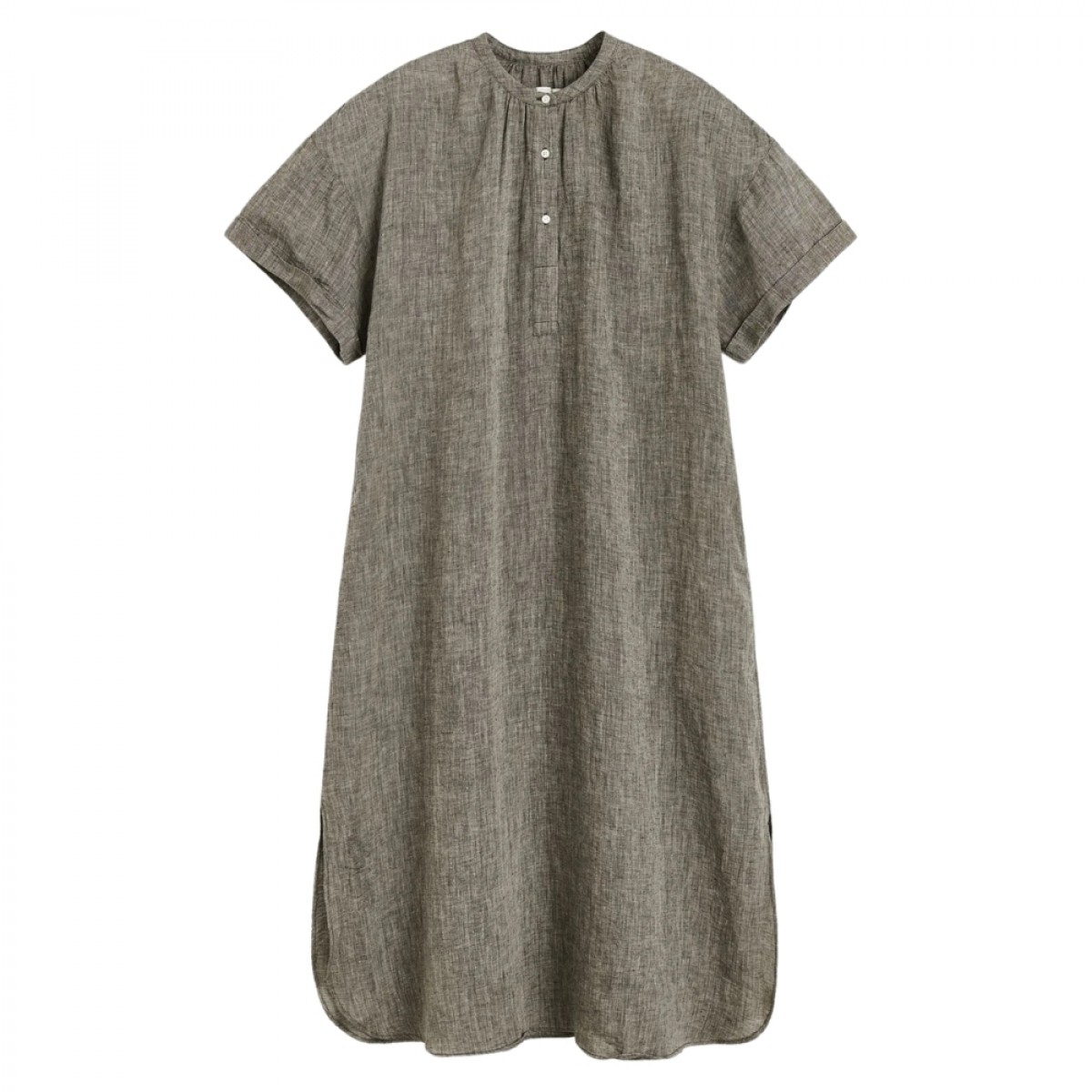 cille dress linen - brown - front