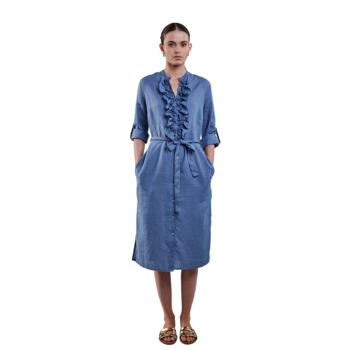 hillary linen dress - blue