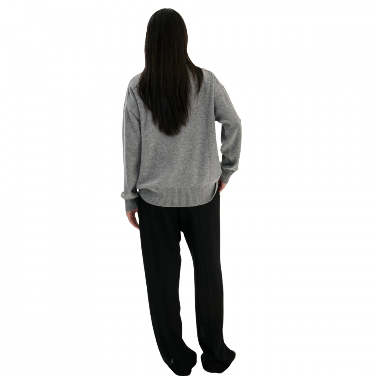 rhea v neck knit - mid grey - ryg