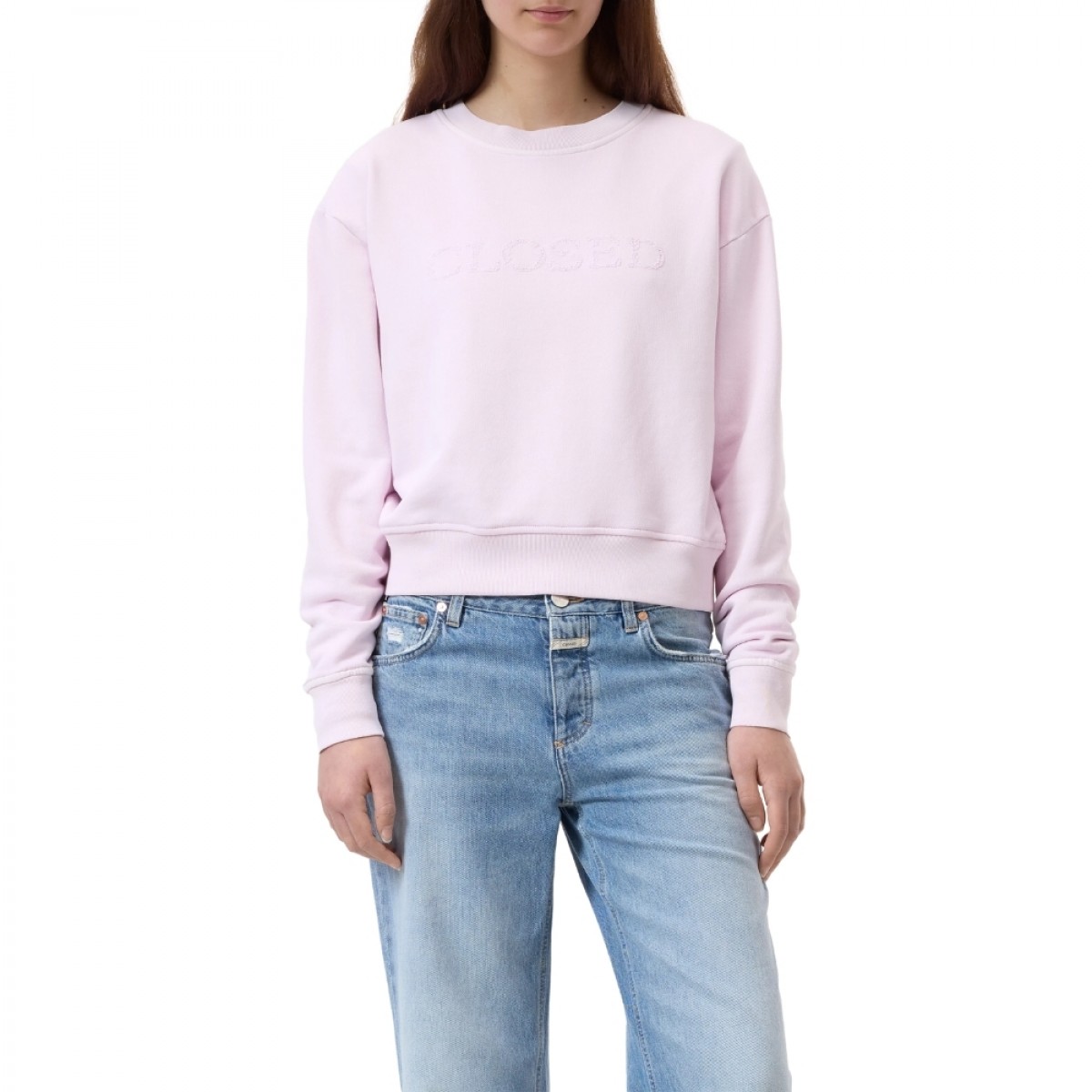 closed logo crewneck sweat - milkshake pink