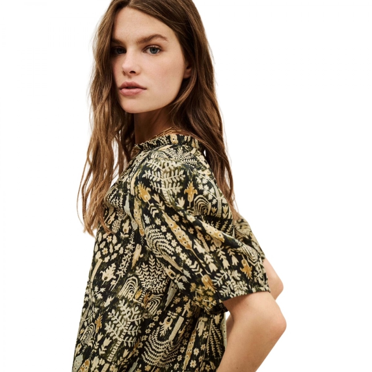 shirt pueblo - kaki - fra siden 