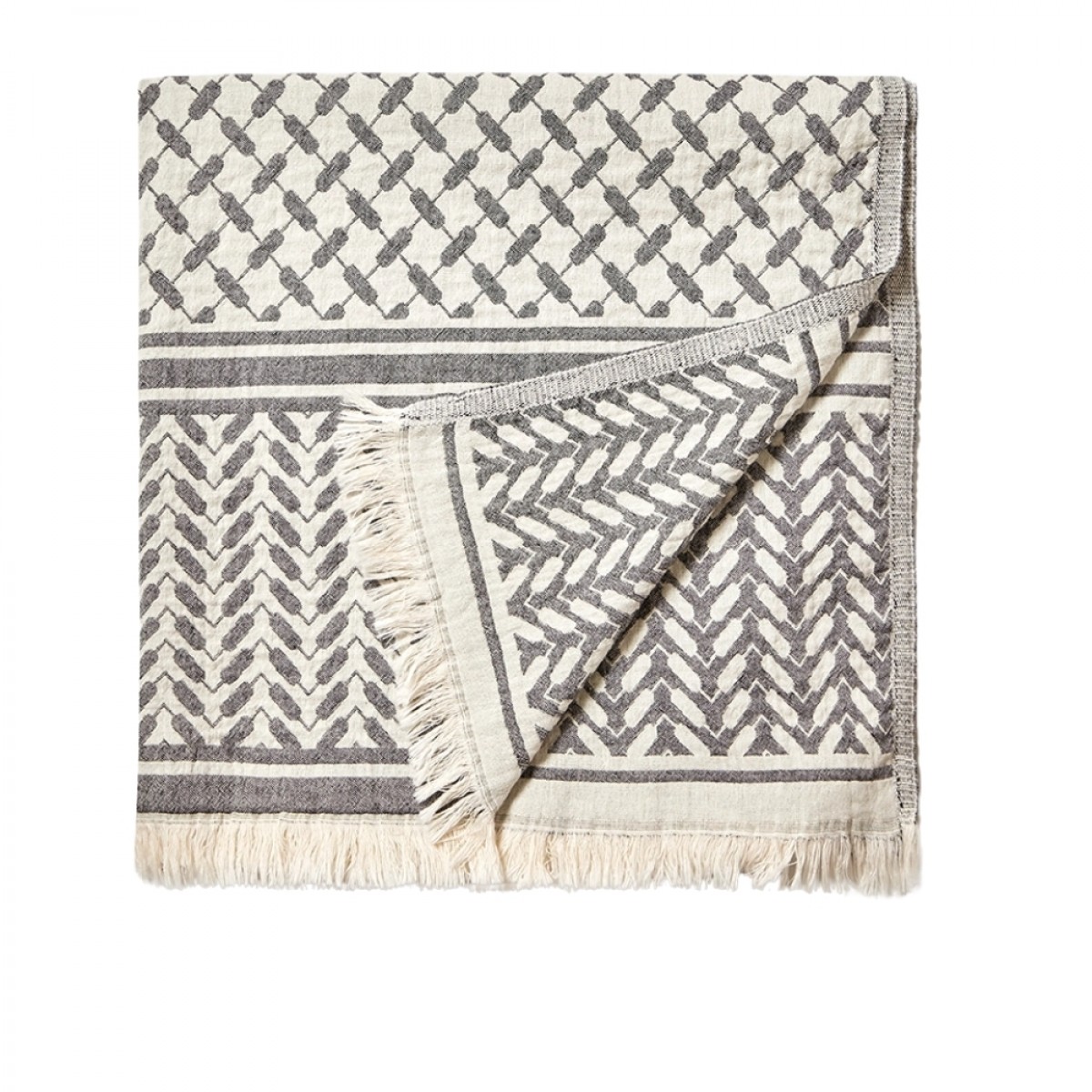 lala berlin beach blanket benice - black/white - mønster