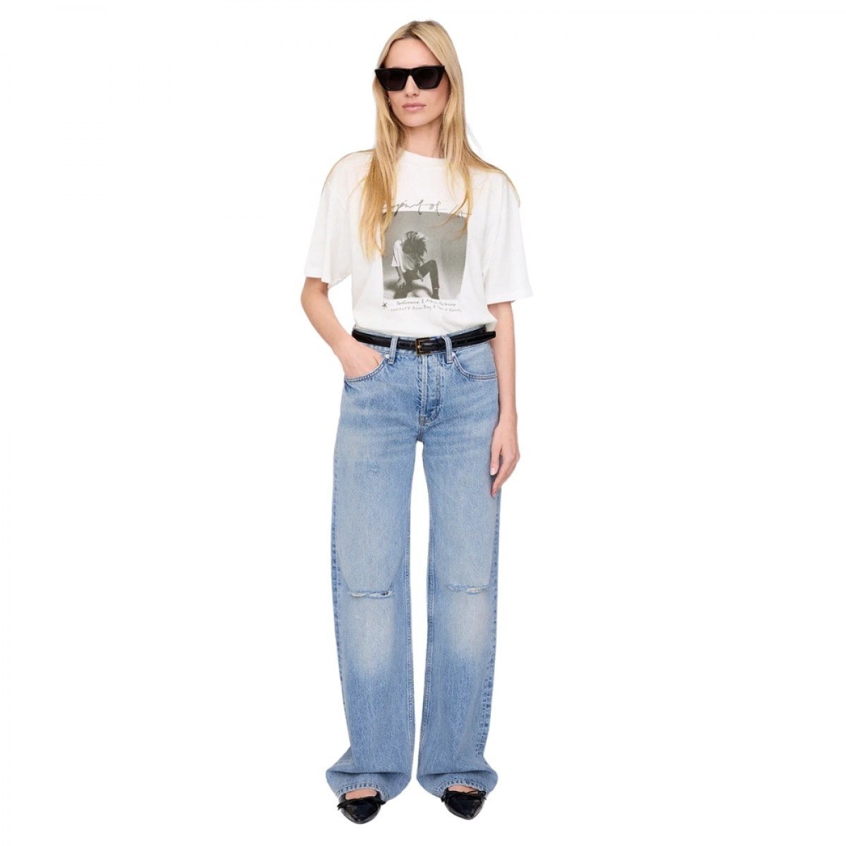 anine bing ashton tee spirit - ivory - model front