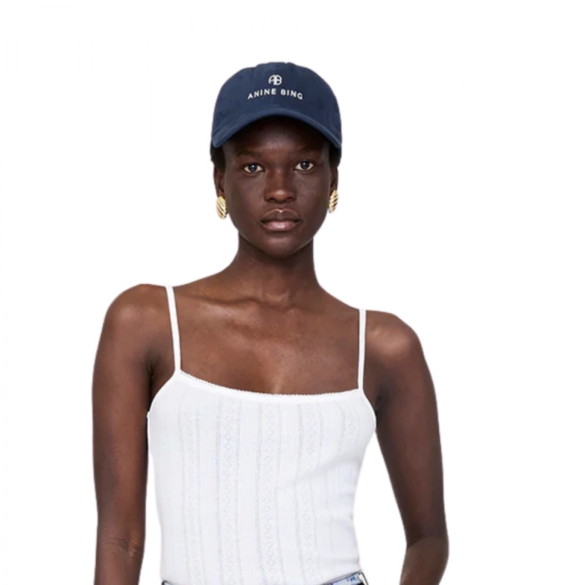 anine bing jeremy baseball cap - washed navy - model front